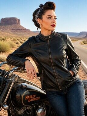 Colleen Lopez Black Leather Zip-Front Moto Jacket